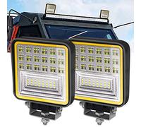 Biqing 126W LED Driving Work Light with Amber Halo, 2PCS Spot & Flood Combo Beam Driving Fog Light LED Pods 12V 24V for Offroad 4X4 Truck Tractors SUV ATV Boat