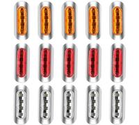 Biqing 12V/24V Side Marker Lights Amber+Red+White, 4LED Trailer Marker Lights Front Rear Light Position Clearance Lamp with Chrome Bezel for Auto Car Bus Truck Lorry Trailer Boat Deck Courtesy