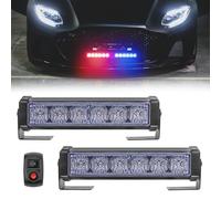 Biqing 2 in 1 Emergency Strobe Lights for Vehicle 12V,6.5 Inch 18W Surface Mount Emergency Warning Hazard Flashing Strobe Light Bar 9 Modes Warning Grille Police Light with Switch (Blue Red