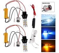 Biqing 2PCS 1156 BA15S 1141 7056 Light Blue/Amber Switchback Car Turn Signal Light LED Daytime Running Lights Error Free 12V Super Bright Back up Reverse Lamp DRL with 50W 6ohm Load Resistors