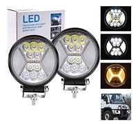 Biqing 2PCS 12V Spot Lights 4x4,4.5 Inch Round LED Work Light Bar Offroad Spotlight 24V LED Driving Spot Flood Combo Lights LEDs Fog Driving Lamp Roof Bar Bumper (Moder H)