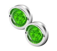 Biqing 2PCS 3 Inch Round LED Side Marker Lights,24V Marker Clearance Lights Trailer Side Marker Front Rear Indicator Tail Light with Chrome Bezel for Trailer Truck Lorry UTE RV Pickup(Green)