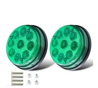 Biqing 2PCS 3 Inch Round Marker Lights Green,24V Side Lights 9-LED Front Rear Side Marker Indicators Light Clearance Marker Light for Car Truck Van Trailers Lorry Car Bus