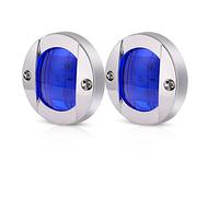 Biqing 2PCS 3 Inch Round Side Marker Lights, Universal 12V 6LED Front Rear Side Marker Indicators Light Waterproof Truck Tail Light Car Trailer Truck Caravan Van Lorry (Blue)