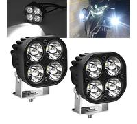 Biqing 2PCS Motorcycle LED Spotlights White Light,20W Universal Round Motorcycle Fog Lights 12V/24V Auxiliary Light (Square)