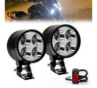 Biqing 2PCS Motorcycle LED Spotlights White Light,20W Universal Round Motorcycle Fog Lights 12V/24V Auxiliary Light (Round)
