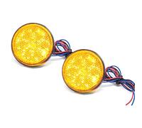 Biqing 2PCS Motorcycle Rear Lights Turn Signal Light,Universal Round Tail Brake Lamp Rear Lamp 24V 24 LED Reflector Brake Stop Marker Light Indicator for Car Motorcycle Truck(Yellow