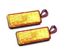 Biqing 2PCS Motorcycle Rectangle Reflectors Amber,Universal 12V Motorcycle Tail Light Motorcycle LED Reflector Front Rear Brake Light Turn Signal Side Light With High/Low Beam for Car Truck Motorbike