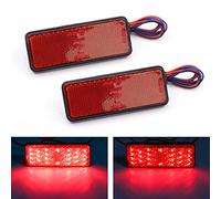 Biqing 2PCS Motorcycle Rectangle Reflectors Red,Universal 24V Motorcycle Tail Light Motorcycle LED Reflector Front Rear Brake Light Turn Signal Side Light With High/Low Beam for Car Truck Motorbike