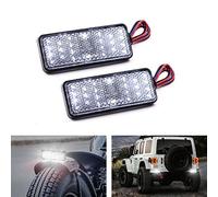 Biqing 2PCS Motorcycle Rectangle Reflectors White,Universal 12V Motorcycle Tail Light Motorcycle LED Reflector Front Rear Brake Light Turn Signal Side Light With High/Low Beam for Car Truck Motorbike