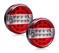 Biqing 2PCS Round Led Trailer Rear Lights, Hamburger Truck Tail Lights 12V 24V Brake Stop Light Turn Indicator Lamp Waterproof for Trailer Truck Lorry Caravan or Van (Model A Red&White)