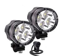 Biqing 2PCS Round Motorcycle Auxiliary Lights,4LED Motorcycle Front Spotlights LED Headlights 12V/24V Driving Fog Lights With Waterproof Switch 22mm