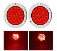 Biqing 2Pcs Round Trailer Lights, 12V-24V Round 24LED Tail Lights Red Turn Indicator Lamp Waterproof for Truck Trailer Pickup RV Camper UTV UTE Van