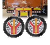 Biqing 2Pcs Round Trailer Lights, 12V-24V Round LED Tail Lights Trident Turn Indicator Lamp Waterproof for Truck Trailer Pickup RV Camper UTV UTE Van