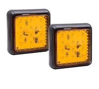 Biqing 2PCS Square LED Rear Trailer Lights Amber,24V Universal Led Trailer Tail Lights 12LED Tail Brake Lights Fog Lights for Caravan/Truck/Trailer/Car