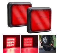 Biqing 2PCS Square LED Rear Trailer Lights Red,12V 24V Universal Led Trailer Tail Lights 12LED Tail Brake Lights Fog Lights for Caravan/Truck/Trailer/Car
