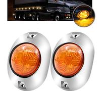 Biqing 2PCS Trailer Side Marker Lights,Oval 5 LED Indicator Light Side Pilot Lamp Side Marker Trailer Lights Position Clearance Lamp with Chrome Bezel Universal 12V/24V (Amber)