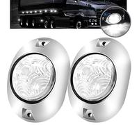 Biqing 2PCS Trailer Side Marker Lights,Oval 5 LED Indicator Light Side Pilot Lamp Side Marker Trailer Lights Position Clearance Lamp with Chrome Bezel Universal 12V/24V (White)