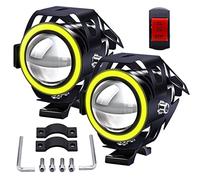 Biqing 2PCS U7 Motorcycle LED Spot Lights Amber,12V 24V Motorbike Headlight Waterproof Front Motorbike Additional Lights Fog Light for Quad Scooter Car Truck Boat Bike With ON/ON/OFF Switch 22mm