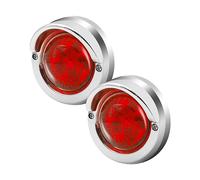 Biqing 3 Inch Round LED Side Marker Lights,24V Marker Clearance Lights Trailer Side Marker Front Rear Indicator Tail Light with Chrome Bezel for Trailer Truck Lorry UTE RV Pickup(Red)