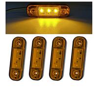 Biqing 4PCS LED Side Marker Lights Yellow, Universal Trailer Marker Lights Caravan Recovery Van Side Lights 12V 24V Marker Front Rear Position Lights,3.4 Inch