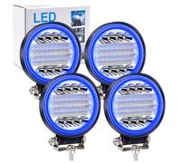 Biqing 4Pcs Round LED Work Light,4.5" Halo Ring Headlight Blue LED Light Pods Spot Flood Combo Lights Off Road Driving Fog Lights 12V 24V 9600 LM LEDs Auxiliary Lights for Motorcycle SUV Boat Truck