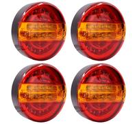 Biqing 4Pcs Round Trailer Lights, 12V-24V LED Hamburger Tail Lights Red&Yellow Turn Indicator Lamp Waterproof for Truck Trailer Pickup RV Camper UTV UTE Van