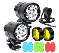 Biqing 6LED Motorcycle Spotlight,Universal Motorcycle Headlights Front Motorbike Additional Lights 12V 24V Motorcycle Auxiliary Lights +Switch+4 Colors Lens Cover