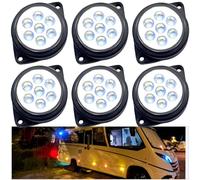 Biqing 6PCS 7 LED Side Marker Lights 12V 24V,Truck Trailer Front Rear LED Side Marker Lights indicator Lamp Clearance Marker Light for Truck, Trailer, Car, RV,Tractors,Motorhome, Caravan(White)