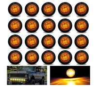 Biqing Amber Side Marker Light,3/4 Inch Round LED Clearance Light Front Rear Indicators Light 12V 24V Trailer Side Lights with Silicone Rubber Grommet for Truck Car Bus Trailer Van Caravan Boat,20pcs