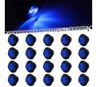 Biqing Blue Side Marker Light,3/4 Inch Round LED Clearance Light Front Rear Indicators Light 12V 24V Trailer Side Lights with Silicone Rubber Grommet for Truck Car Bus Trailer Van Caravan Boat,20pcs