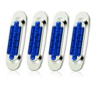 Biqing [High/Low Brightness] 4PCS 6.4 Inch LED Blue Side Marker Lights 16LED Surface Mount Clearance Lights 24V Front Rear Side Marker w/Chrome Bezel for Trailer Truck Lorry RV