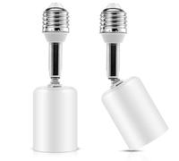 Biqing Light Socket Extender E26 E27 Metal Light Sockets Extension,180°Bendable Light Socket Adapter Screw Base Light Bulb Extension Socket, White