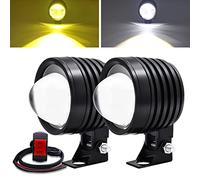Biqing Motorcycle Fog Lights,60W 2 Inch Motorcycle Driving Lights 12V Motorcycles Spotlight Amber/White Dual Color Auxiliary Spot Lights 1200LM+3 Wire Switch