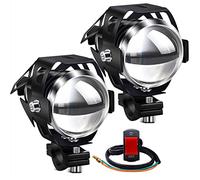 Biqing Motorcycle Headlights, Motorbike Spot Driving Lights U5 Motorcycle Front Spotlights Additional Fog Lights DRL 125W 3000LM with Switch for Motorcycle Quad Scooter Car Truck Boat Bike White