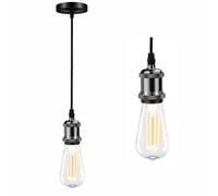 Biqing Pendant Light Fitting Vintage Ceiling Rose Lamp E27 Socket with Flex Cable (1, Light Black)