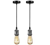 Biqing Pendant Light Fitting Vintage Ceiling Rose Lamp E27 Socket with Flex Cable (2, Black)