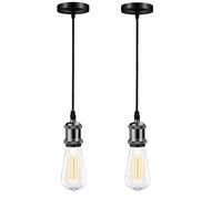 Biqing Pendant Light Fitting Vintage Ceiling Rose Lamp E27 Socket with Flex Cable (2, Light Black)