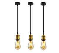 Biqing Pendant Light Fitting Vintage Ceiling Rose Lamp E27 Socket with Flex Cable (3, Copper)