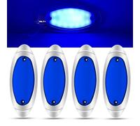 Biqing Trailer Marker Lights, 4PCS 6.7 Inch Blue LED Side Marker Lights,Universal 18-LED 12V/24V Tail Clearance Lights with Chrome Bezel for Truck Lorry Trailer Boat(High/Low Beam)