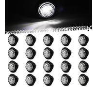 Biqing White Side Marker Light,3/4 Inch Round LED Clearance Light Front Rear Indicators Light 12V 24V Trailer Side Lights with Silicone Rubber Grommet for Truck Car Bus Trailer Van Caravan Boat,20pcs