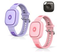 BIQIRE [2 Pack] Silicone Bracelet for Tile Mate (2022/2024), Waterproof Protective Case for Tile Life360 Mate Tracker Hidden Tile Mate Holder for Kids Teens Elderly (Pink+Purple)