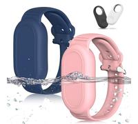 BIQIRE for Samsung Galaxy SmartTag 2 Wristband Holder [2-Pack], Soft Silicone Wristband Smart Tag 2 Holder Kids Bracelet Galaxy Smart Tag 2 Case for Child Elderly (Blue + Pink)