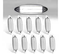 Biqiure 10PCS Trailer Marker Lights, White 12V/24V LED Marker Clearance Light Front Rear Tail Clearance Lamp Interior Lights with Chrome Bezel for Auto Car Bus Truck Lorry Trailer Boat Deck Courtesy