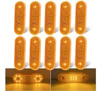 Biqiure 10PCS Trailer Marker Lights Yellow,21 LED Clearance Lights 12V 24V Front Rear Position Indicator Lights Waterproof with 2 Modes for Trucks, Tractors,Boat,Trailer,RVs