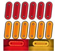 Biqiure 12PCS Oval Side Marker Lights Red Yellow, 12V/24V Side Marker Clearance Lights Front Rear Position Indicators Light for Trailer Truck Caravan Camper Van Lorry Bus Boat Tractor