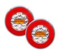 Biqiure 2PCS 12V 24V Led Trailer Rear Lights,4 Function Hamburger Tail Lights Brake Stop Light,Dynamic Turn Signal Indicator Lamp for Trailer Truck Lorry RV Vans