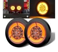 Biqiure 2PCS 4 Inch Round Trailer Tail Light Red,12V Trailer Lights Stop Turn Tail Brake Light w/Rubber Grommet Sealed for Truck RV Boat UTE UTV (Yellow)