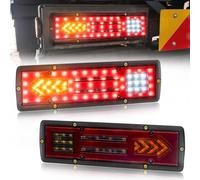 Biqiure 2PCS Trailer Rear Lights 24V,Universal 66 LED Rear Tail Lights Trailer Lights With Arrow Turn Signal/Brake Tail Reverse Function for Trailer Truck Lorry Caravan