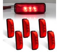 Biqiure 6PCS Trailer Marker Lights Red,4 Inch 3-LED Side Marker Indicator Light Front Rear Side Position Lamps 12V 24V Clearance Light for Truck Camper Van Lorry RV